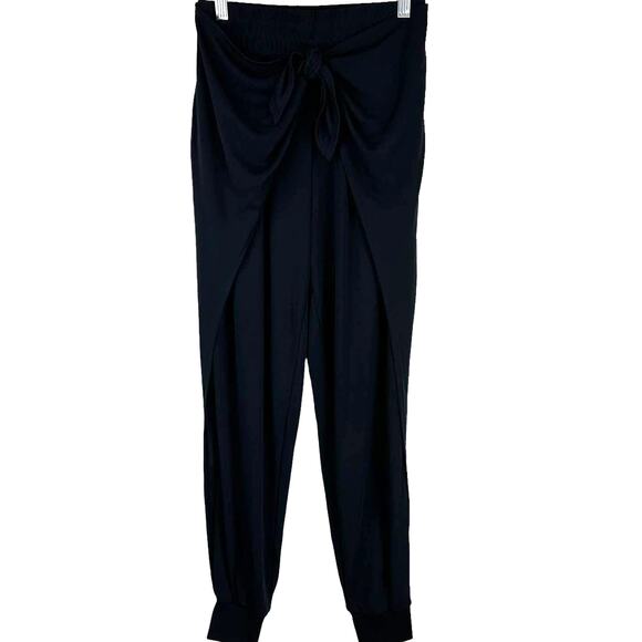 Cinq a Sept NWT Gizele Matte Jersey Tie Front Pants Black Size S Elastic Wasit - Picture 2 of 11